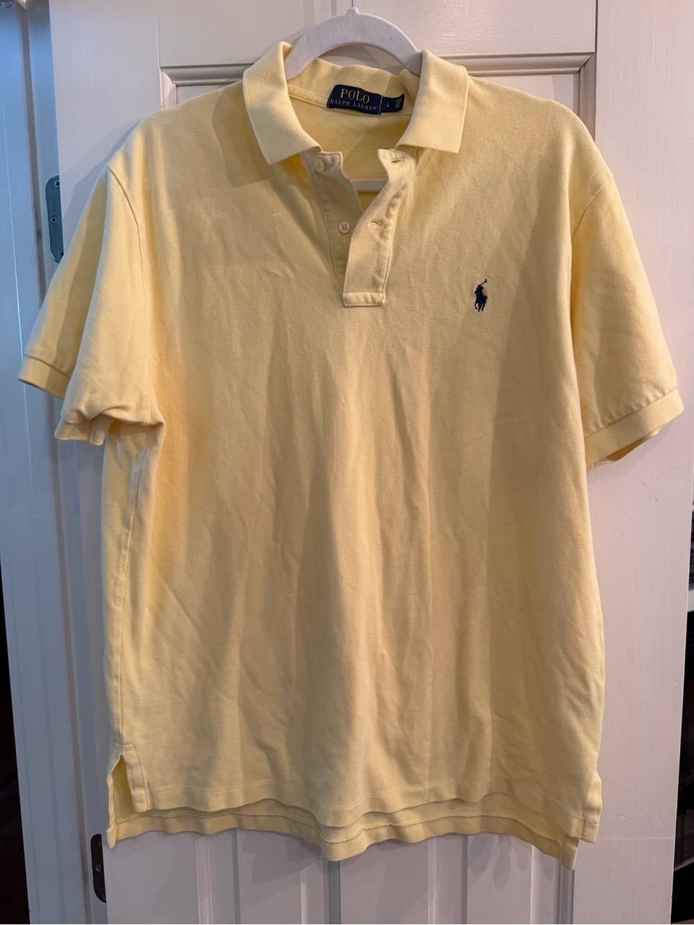 Ralph Lauren Men's Butter Yellow Polo Shirt with Navy Pony